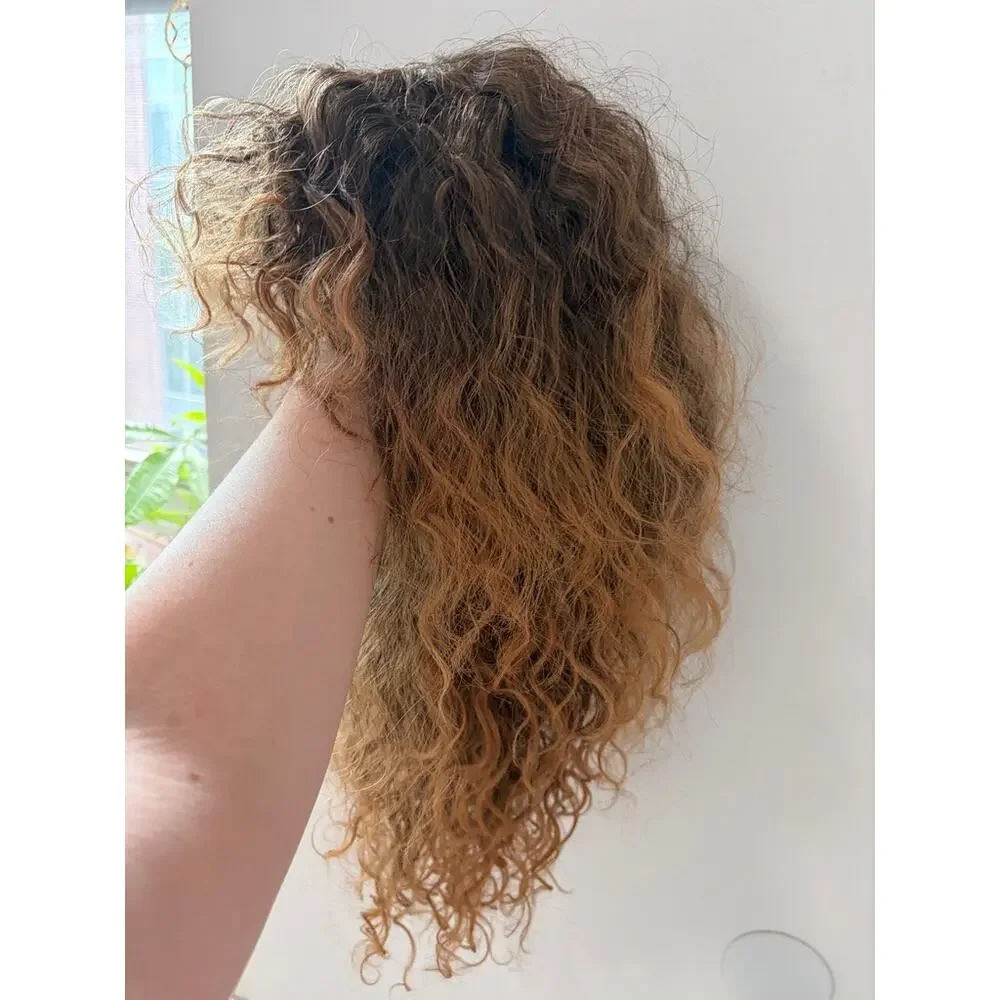 NEW Women's Brown Ombre Curly Wig with Bangs